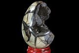 Septarian Dragon Egg Geode - Black Crystals #88542-2